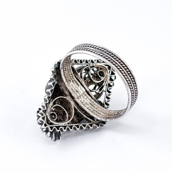 Vintage Sterling Silver 925 Filigree Persian Turquoise Ring Size 6 - Picture 5 of 8